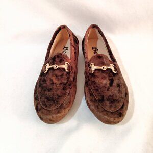 Kids Shoes Belt Brand NWT Brown Color Velvet Gold Buckle Flat Slip Ons